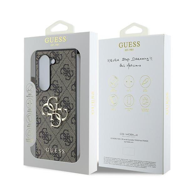 Guess GUHCZFD64GMGBR Z Fold6 F956 brązowy/brown leather 4G Metal Logo