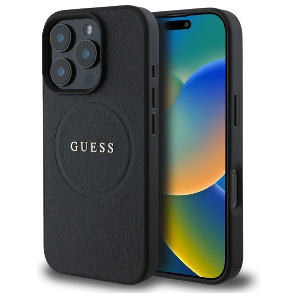 Guess GUHMP16XPGHSMMK iPhone 16 Pro Max 6.9&quot; czarny/black hardcase Grained Ring MagSafe