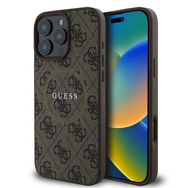 Guess GUHMP16LG4GFRW iPhone 16 Pro6.3&quot; brązowy/brown hardcase 4G Ring Classic Logo MagSafe