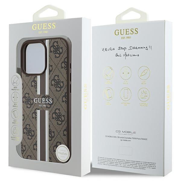 Guess GUHMP16XP4RPSW iPhone 16 Pro Max6.9&quot; brązowy/brown hardcase 4G Printed Stripes MagSafe