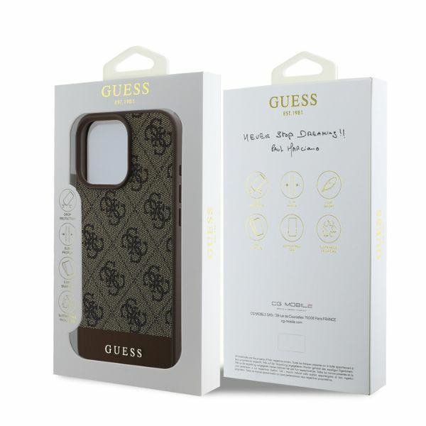 Guess GUHCP16LG4GLBR iPhone 16 Pro 6.3&quot; brązowy/brown hardcase 4G Bottom Stripe
