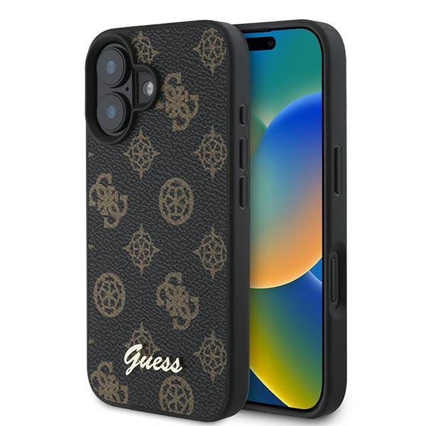 Guess GUHMP16MPGPYSK iPhone 16 Plus 6.7&quot; czarny/black hardcase PU Peony Script MagSafe