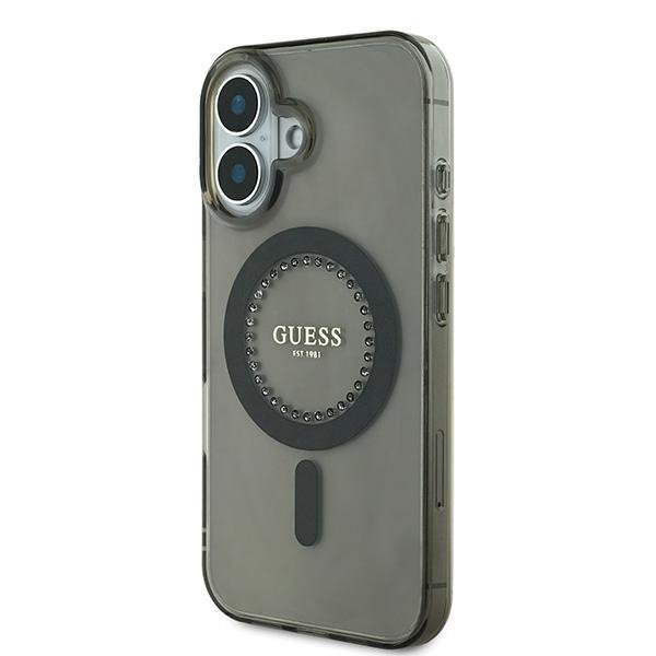 Guess GUHMP16SPFTDTEK iPhone 16 6.1&quot; czarny/black hardcase IML Rhinestones MagSafe