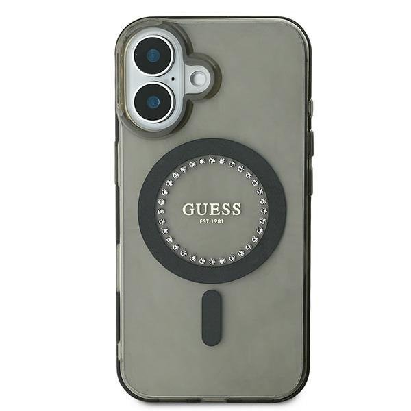 Guess GUHMP16SPFTDTEK iPhone 16 6.1&quot; czarny/black hardcase IML Rhinestones MagSafe