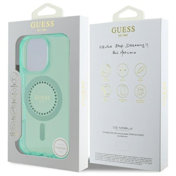 Guess GUHMP16LPFTDTEN iPhone 16 Pro 6.3&quot; zielony/green hardcase IML Rhinestones MagSafe