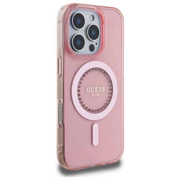 Guess GUHMP16XPFTDTEP iPhone 16 Pro Max 6.9&quot; różowy/pink hardcase IML Rhinestones MagSafe