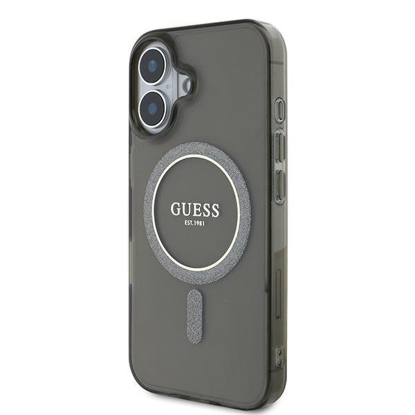 Guess GUHMP16SHFGEREK iPhone 16 6.1&quot; czarny/black hardcase IML Glitter Circle MagSafe