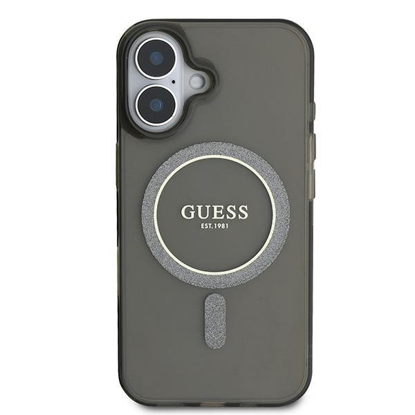 Guess GUHMP16SHFGEREK iPhone 16 6.1&quot; czarny/black hardcase IML Glitter Circle MagSafe