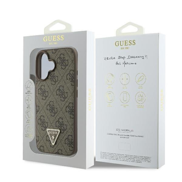 Guess GUHCP16MP4TDPW iPhone 16 Plus6.7&quot; brązowy/brown hardcase Leather 4G Triangle Strass