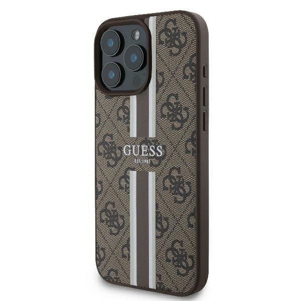 Guess GUHMP16LP4RPSW iPhone 16 Pro 6.3&quot; brązowy/brown hardcase 4G Printed Stripes MagSafe
