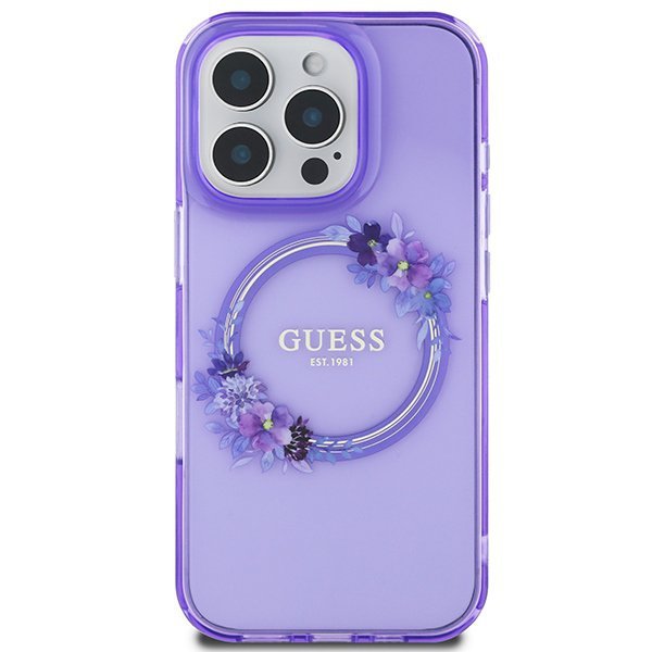 Guess GUHMP16LHFWFCU iPhone 16 Pro 6.3&quot; fioletowy/purple hardcase IML Flowers Wreath MagSafe