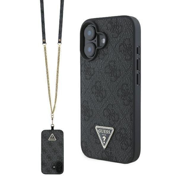 Guess GUHCP16SP4TDSCPK iPhone 166.1&quot; czarny/black hardcase Leather Metal Logo Strass Crossbody