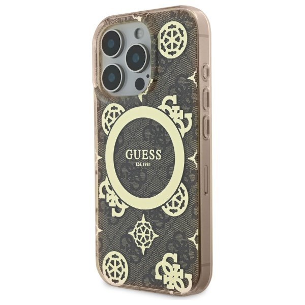 Guess GUHMP16LH4PYEEW iPhone 16 Pro6.3&quot; brązowy/brown hardcase IML Peony On 4G Background MagSafe