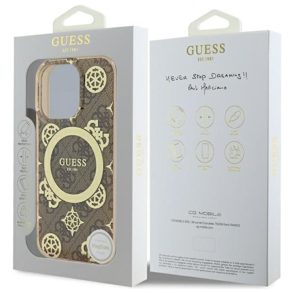 Guess GUHMP16LH4PYEEW iPhone 16 Pro6.3&quot; brązowy/brown hardcase IML Peony On 4G Background MagSafe