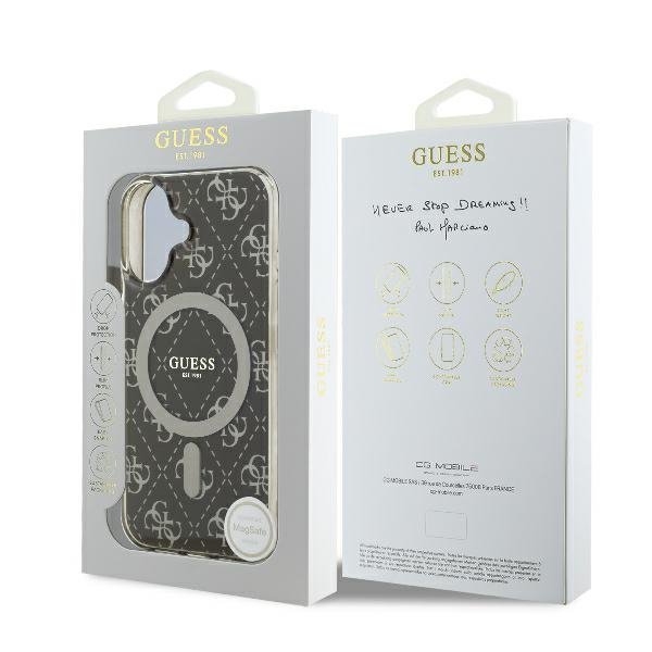 Guess GUHMP16MH4DTEW iPhone 16 Plus6.7&quot; brązowy/brown hardcase IML 4G Background MagSafe