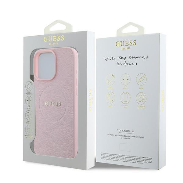 Guess GUHMP16LPGHSMMP iPhone 16 Pro 6.3&quot; różowy/pink hardcase Grained Ring MagSafe
