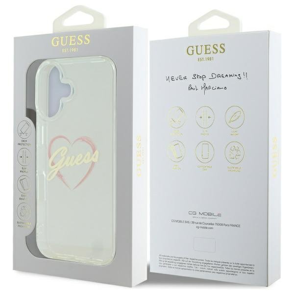 Guess GUHCP16SHCHGSPT iPhone 16 6.1&quot; przeźroczysty/transparent hardcase IML Heart