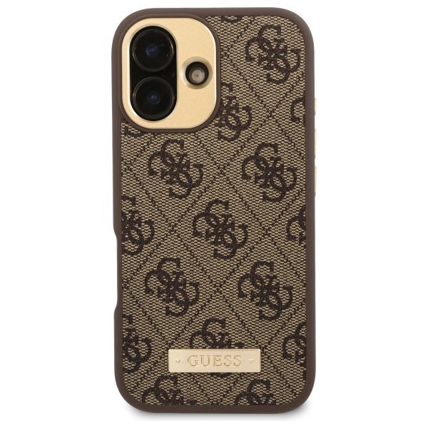 Guess GUHMP16SU4GPRW iPhone 16 6.1&quot; brązowy/brown hardcase 4G Logo Plate MagSafe