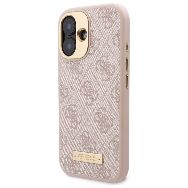 Guess GUHMP16SU4GPRP iPhone 16 6.1&quot; różowy/pink hardcase 4G Logo Plate MagSafe