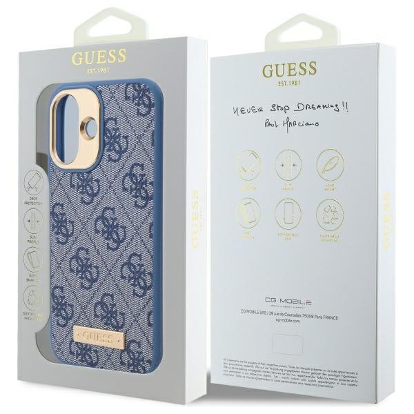 Guess GUHMP16SU4GPRB iPhone 16 6.1&quot; niebieski/blue hardcase 4G Logo Plate MagSafe
