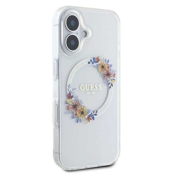 Guess GUHMP16MHFWFCT iPhone 16 Plus6.7&quot; przeźroczysty/transparent hardcase IML Flowers Wreath MagSafe
