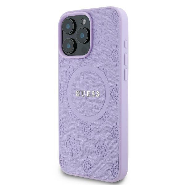 Guess GUHMP16LPSAPSMEU iPhone 16 Pro6.3&quot; fioletowy/purple hardcase Saffiano Peony Classic Logo MagSafe