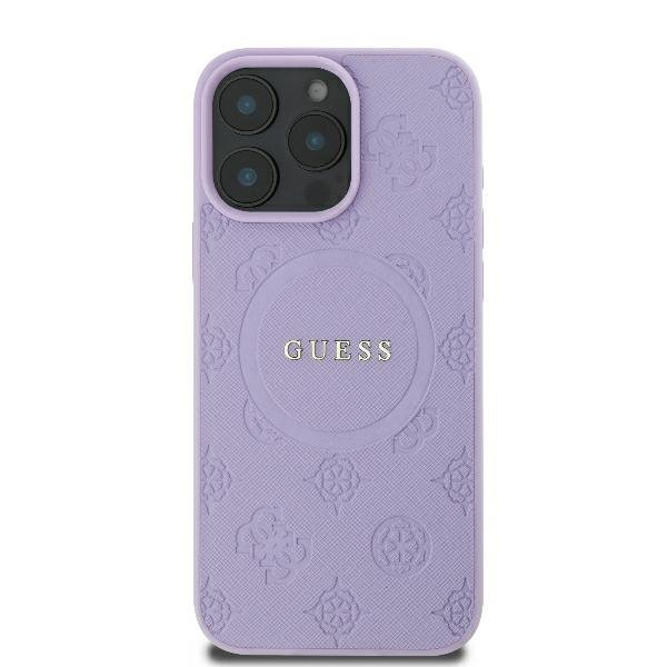 Guess GUHMP16LPSAPSMEU iPhone 16 Pro6.3&quot; fioletowy/purple hardcase Saffiano Peony Classic Logo MagSafe