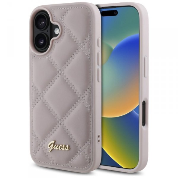 Guess GUHCP16SPSQSQSP iPhone 166.1&quot; różówy/pink hardcase Quiled Metal Logo