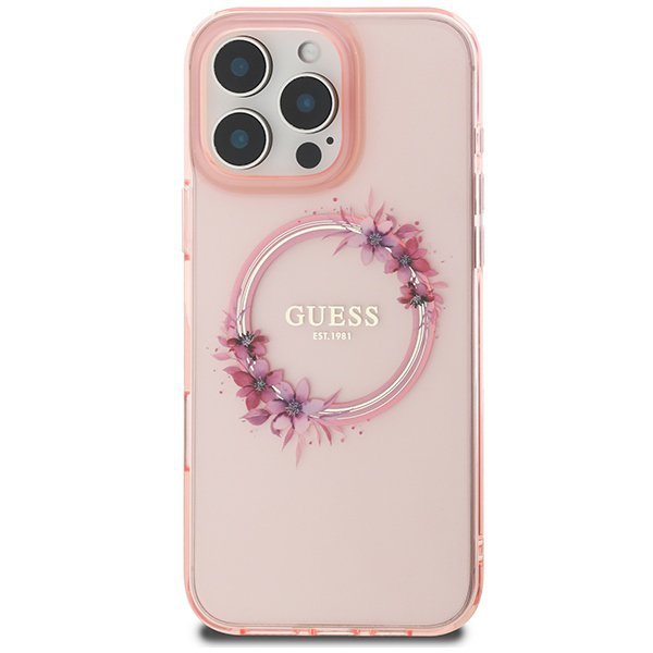 Guess GUHMP16XHFWFCP iPhone 16 Pro Max6.9&quot; różowy/pink hardcase IML Flowers Wreath MagSafe
