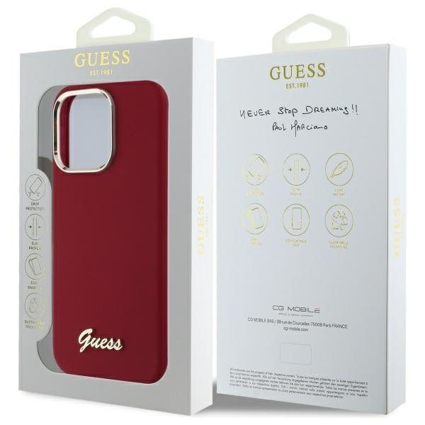Guess GUHCP16LSMBSLM iPhone 16 Pro6.3&quot; magenta hardcase Silicone Script Metal Logo