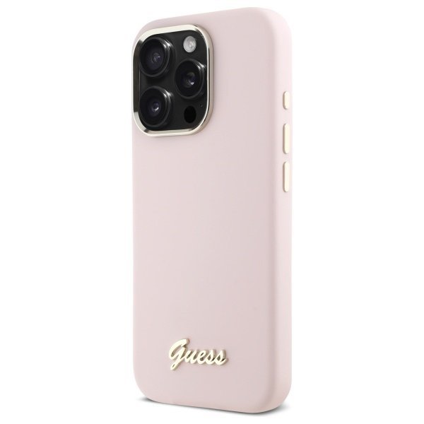 Guess GUHCP16XSMBSLP iPhone 16 Pro Max6.9&quot; różowy/pink hardcase Silicone Script Metal Logo & Frame