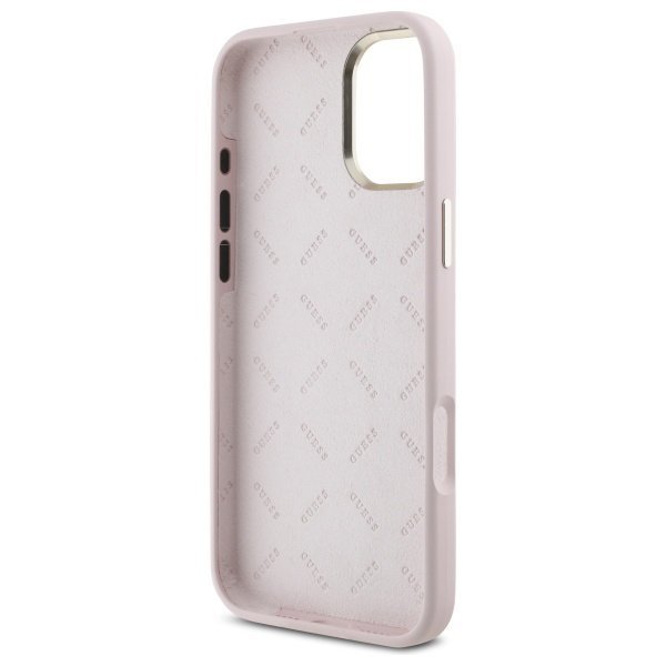 Guess GUHCP16MSMBSLP iPhone 16 Plus 6.7&quot; różowy/pink hardcase Silicone Script Metal Logo & Frame