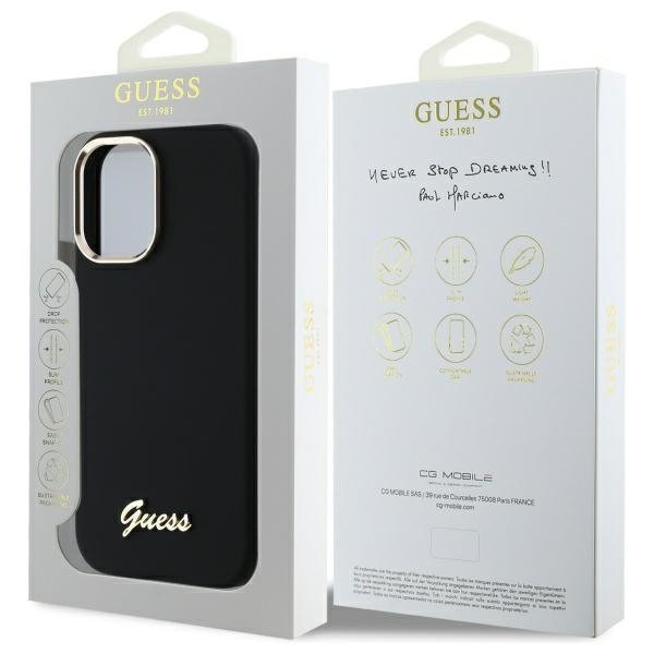 Guess GUHCP16SSMBSLK iPhone 16 6.1"      czarny/black hardcase Silicone Script Metal Logo & Frame