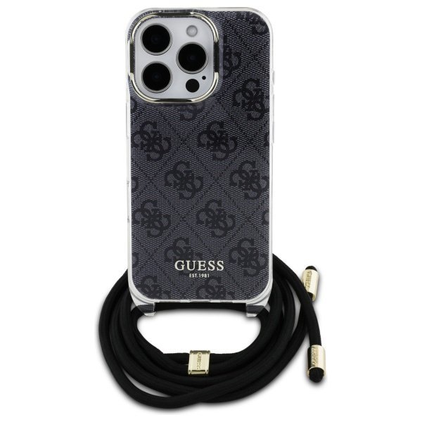 Guess GUHCP16LHC4SEK iPhone 16 Pro 6.3&quot;  czarny/black hardcase Crossbody Cord 4G Print