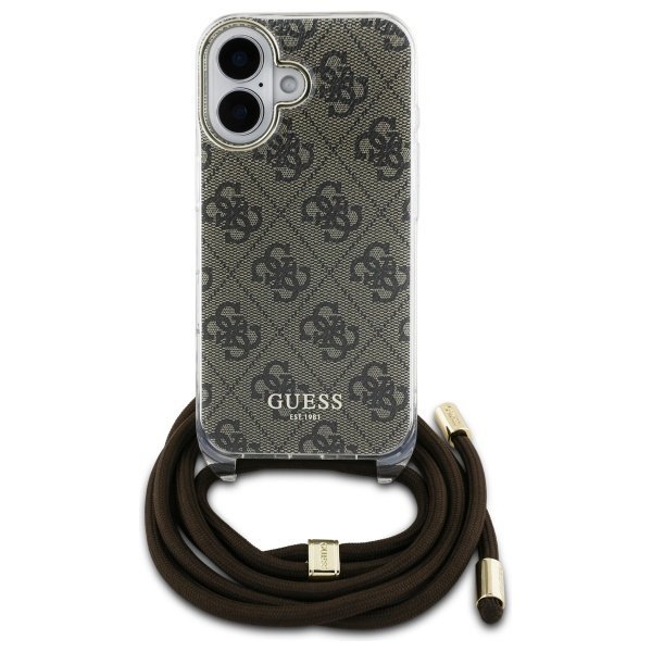 Guess GUHCP16SHC4SEW iPhone 16 6.1&quot;      brązowy/brown hardcase Crossbody Cord 4G Print