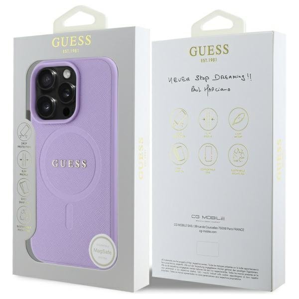 Guess GUHMP16LPSAHMCU iPhone 16 Pro 6.3&quot; fioletowy/purple hardcase Saffiano MagSafe