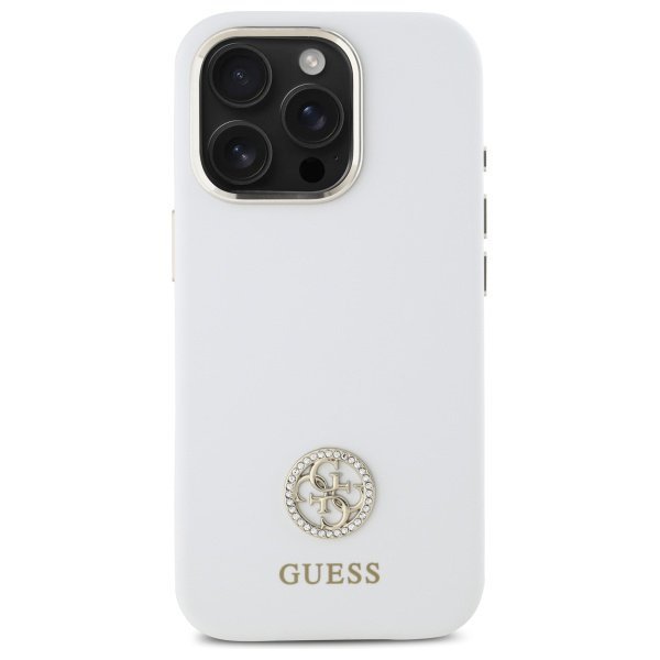 Guess GUHCP16XM4DGPH iPhone 16 Pro Max   6.9&quot; biały/white hardcase Silicone Logo Strass 4G