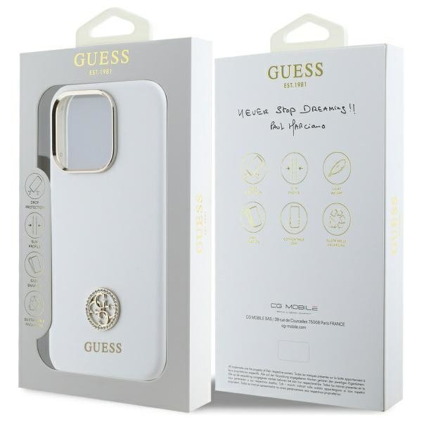 Guess GUHCP16XM4DGPH iPhone 16 Pro Max   6.9&quot; biały/white hardcase Silicone Logo Strass 4G