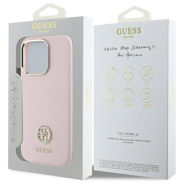 Guess GUHCP16LM4DGPP iPhone 16 Pro 6.3&quot; jasnoróżowy/pink hardcase Silicone Logo Strass 4G
