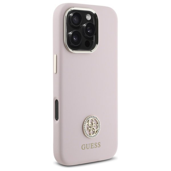 Guess GUHCP16XM4DGPP iPhone 16 Pro Max   6.9&quot; jasnoróżowy/pink hardcase Silicone Logo Strass 4G