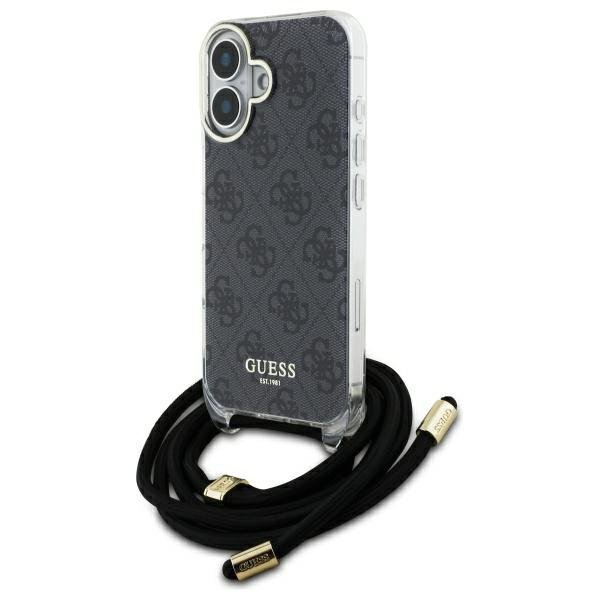 Guess GUHCP16SHC4SEK iPhone 16 6.1&quot;      czarny/black hardcase Crossbody Cord 4G Print