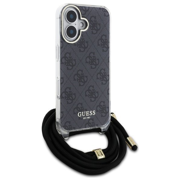 Guess GUHCP16SHC4SEK iPhone 16 6.1&quot;      czarny/black hardcase Crossbody Cord 4G Print