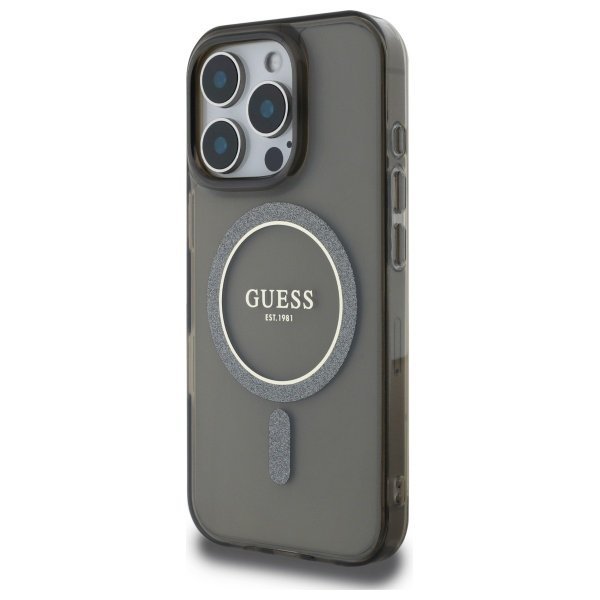 Guess GUHMP16XHFGEREK iPhone 16 Pro Max  6.9&quot; czarny/black hardcase IML Glitter Circle MagSafe