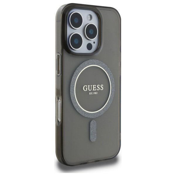 Guess GUHMP16XHFGEREK iPhone 16 Pro Max  6.9&quot; czarny/black hardcase IML Glitter Circle MagSafe