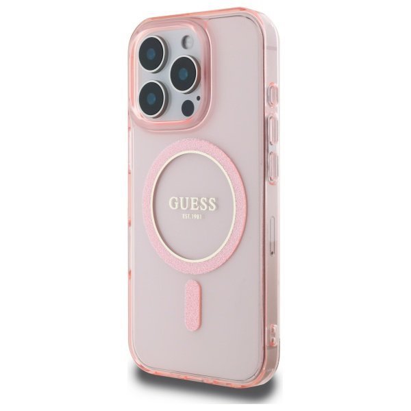 Guess GUHMP16XHFGEREP iPhone 16 Pro Max  6.9&quot; różowy/pink hardcase IML Glitter Circle MagSafe