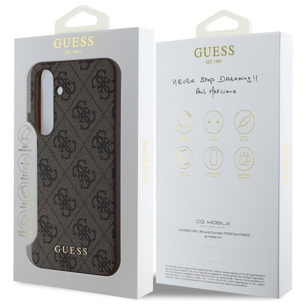 Guess GUHCS24FEG4GFBR S24 FE S721        brązowy/brown hardcase 4G Metal Gold Logo