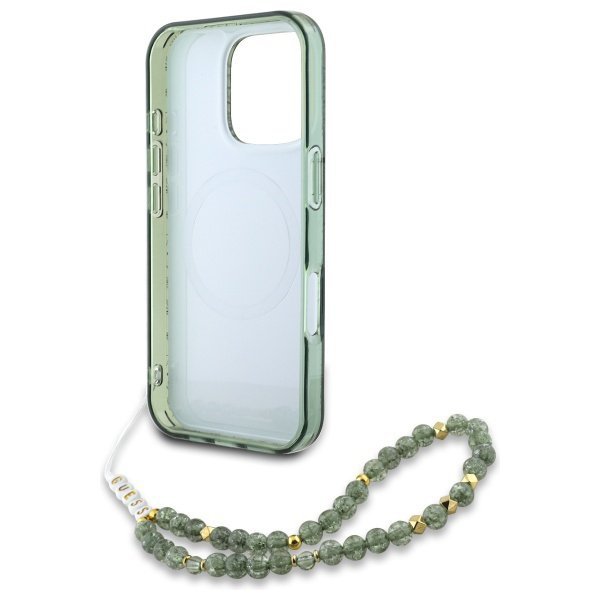 Guess GUHMP16XHCPOFPA iPhone 16 Pro Max  6.9&quot; zielony/green hardcase IML Flowers Allover Electro With Pearl Strap MagSafe