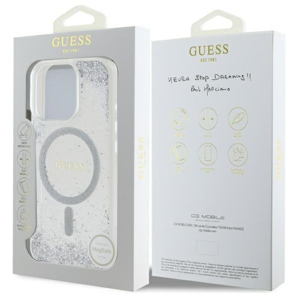 Guess GUHMP16LRGRGES iPhone 16 Pro 6.3"  srebrny/silver hardcase Resin Gradient Glitter MagSafe