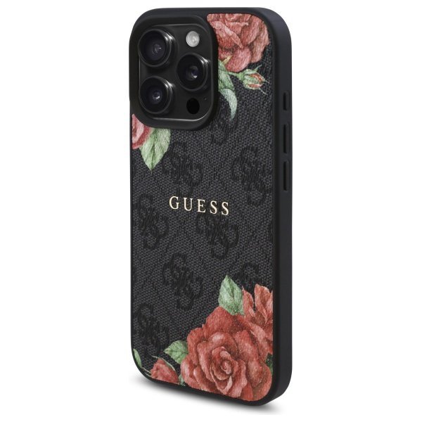 Guess GUHMP16LP4ROPEMCK iPhone 16 Pro    6.3&quot; czarny/black hardcase 4G Flowers Print MagSafe