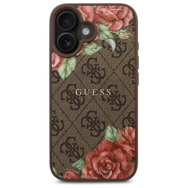 Guess GUHMP16SP4ROPEMCW iPhone 16 6.1&quot;   brązowy/brown hardcase 4G Flowers Print MagSafe